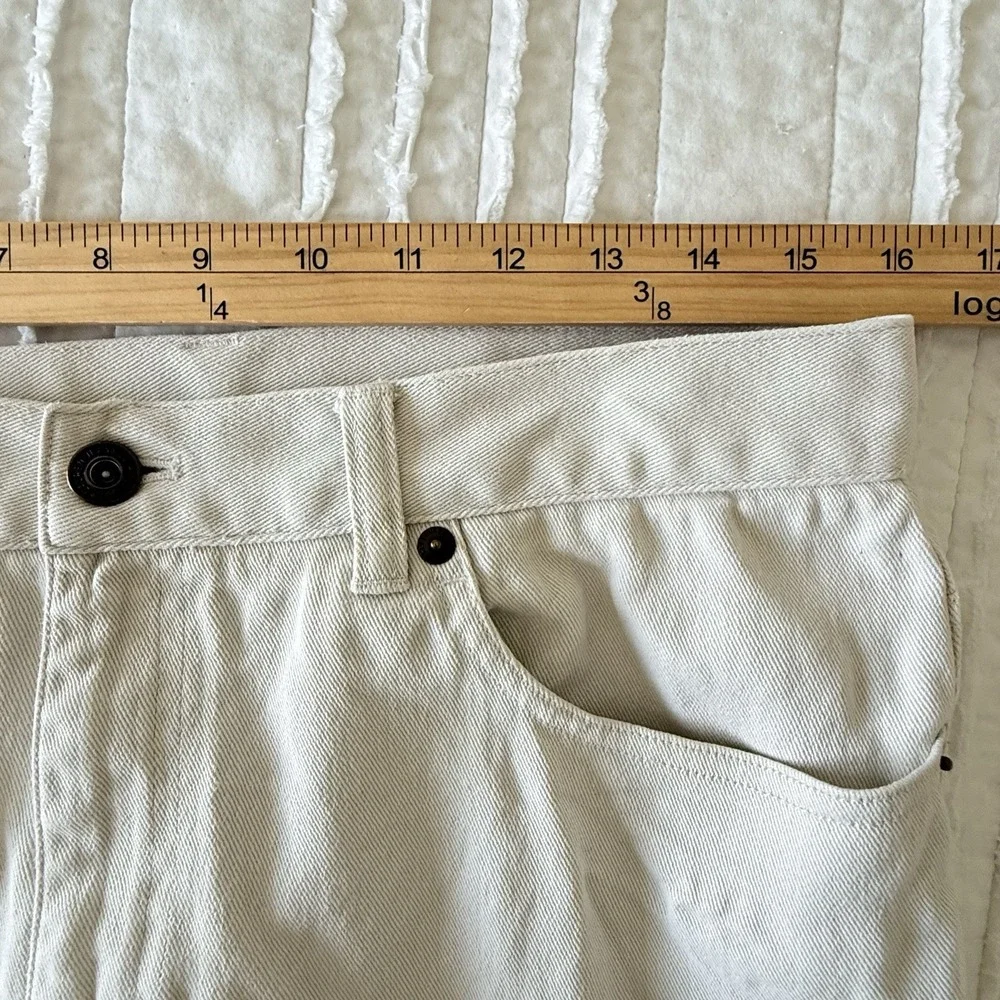 VTG Lauren Ralph Lauren LRL Pants Womens 10‎ Cream Denim Jeans Logo Minimalist